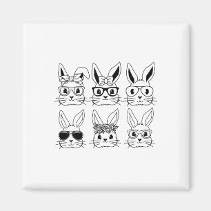 Happy Easter Bunny Face Gles Easter Day Womens Gir Magnet