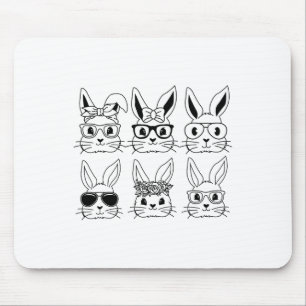 Happy Easter Bunny Face Gles Easter Day Womens Gir Mouse Pad