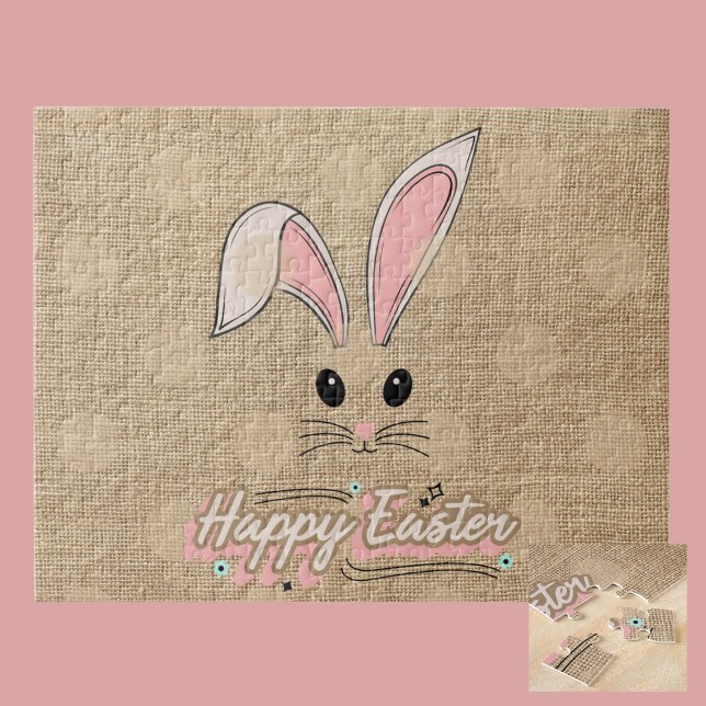 Happy Easter Bunny Face Neutral Polka Dots Jigsaw Puzzle (Creator Uploaded)