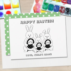 Happy Easter Bunny Family Colouring Page