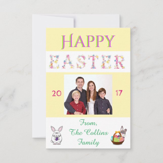 Happy Easter Bunny Family Photo Card Customise (Front)