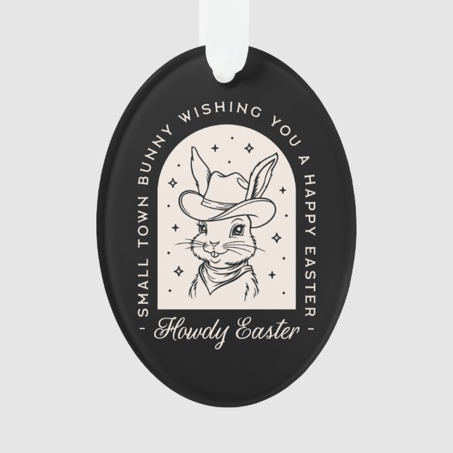 Happy Easter bunny funny dark western theme black Ornament (Front)