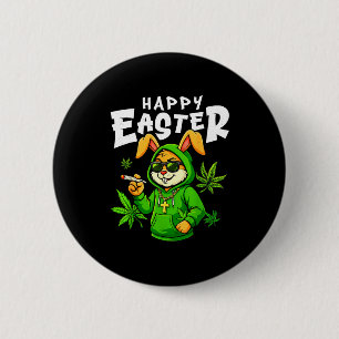 Happy easter bunny funny rabbit smoking for menHap 6 Cm Round Badge