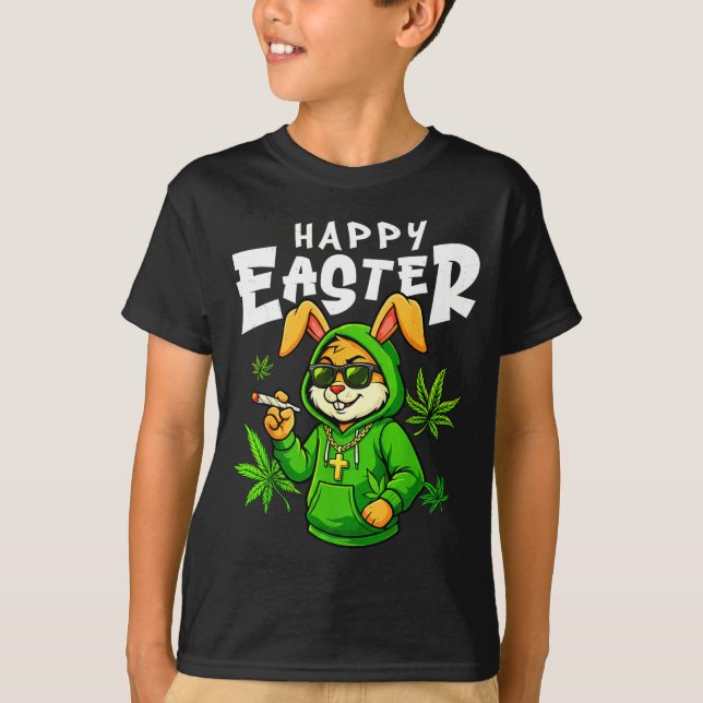 Happy easter bunny funny rabbit smoking for menHap T-Shirt (Front)