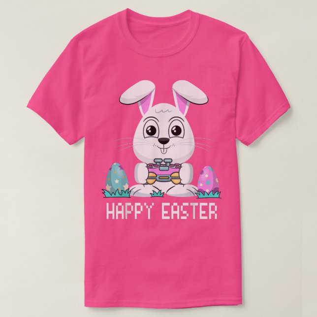 Happy Easter Bunny Gaming Controller Eggs Video Ga T-Shirt (Design Front)
