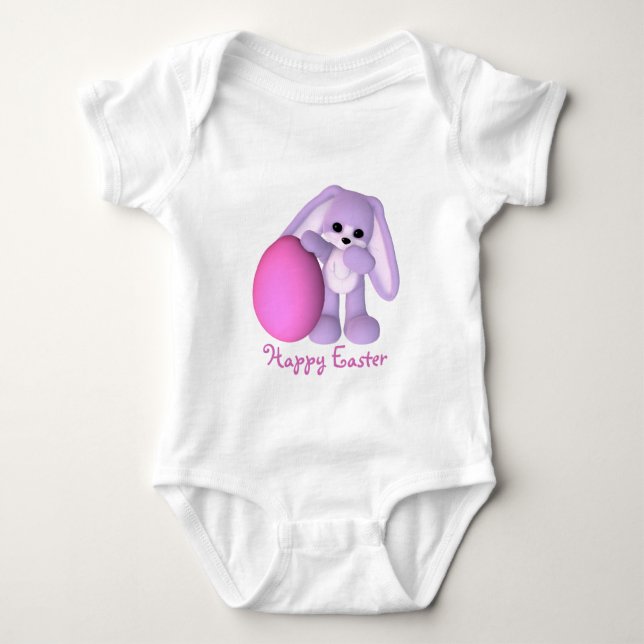 Happy Easter Bunny Giant Egg Baby Bodysuit (Front)
