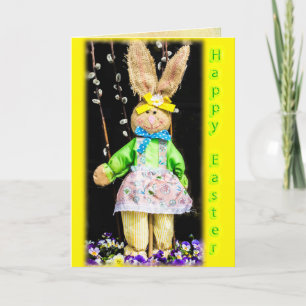 Happy Easter Bunny Girl Greeting Card