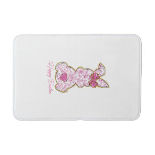 Happy Easter Bunny Girls Easter Women Pink Floral  Bath Mat