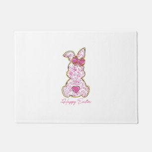 Happy Easter Bunny Girls Easter Women Pink Floral  Doormat