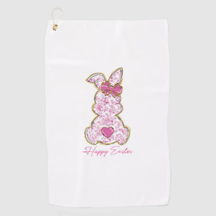 Happy Easter Bunny Girls Easter Women Pink Floral  Golf Towel