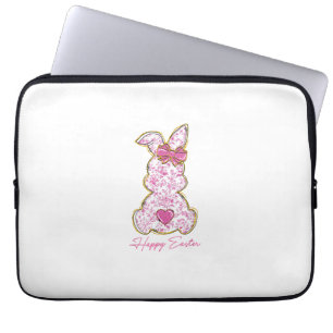Happy Easter Bunny Girls Easter Women Pink Floral  Laptop Sleeve