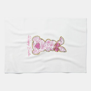 Happy Easter Bunny Girls Easter Women Pink Floral  Tea Towel