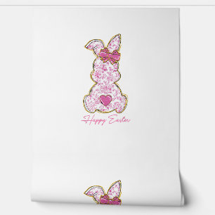 Happy Easter Bunny Girls Easter Women Pink Floral  Wallpaper
