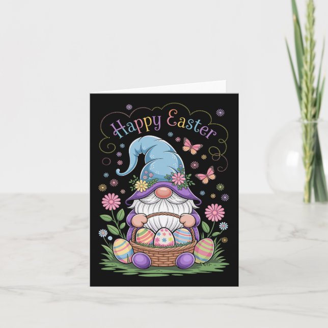 Happy Easter Bunny Gnome Hug Easter Eggs Gnome Lov Card (Front)