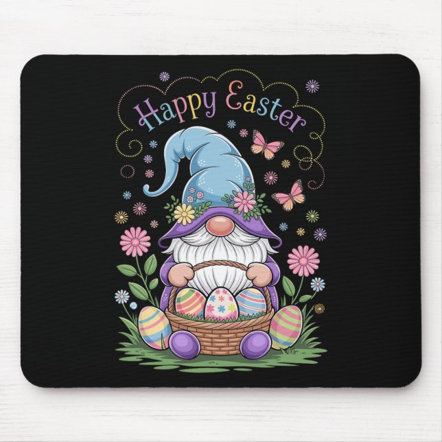 Happy Easter Bunny Gnome Hug Easter Eggs Gnome Lov Mouse Pad (Front)