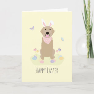 Happy Easter Bunny Golden Retriever Card