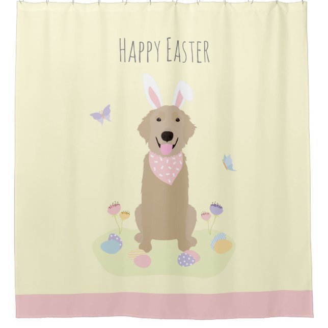 Happy Easter Bunny Golden Retriever Shower Curtain (Front)