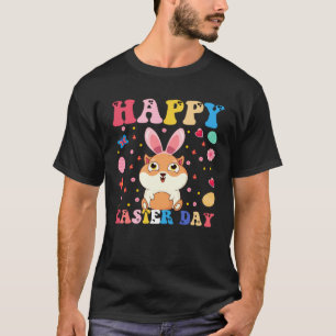Happy Easter Bunny Guinea Pig  Easter Day Groovy T-Shirt