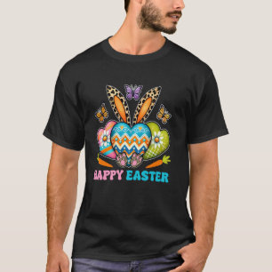 Happy Easter Bunny Heart Leopard Print T-Shirt
