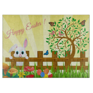 Happy Easter bunny illustration Cutting Board