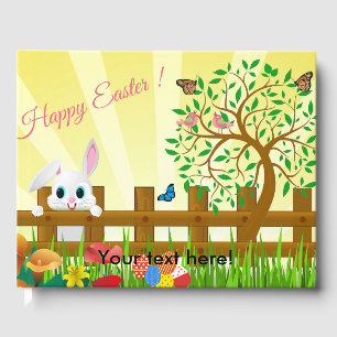 Happy Easter bunny illustration Guest Book