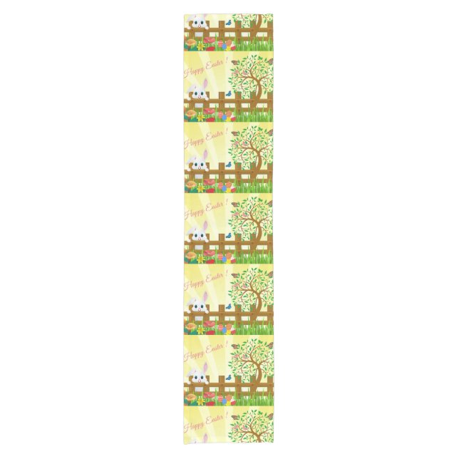 Happy Easter bunny illustration Short Table Runner (Front)