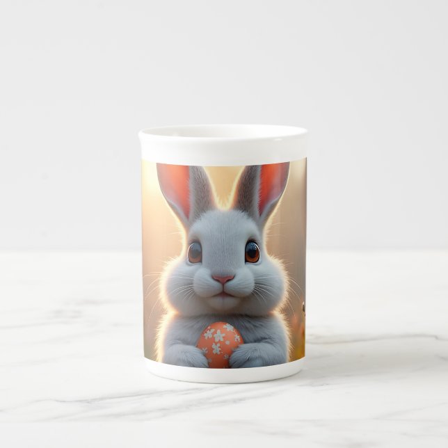 Happy Easter Bunny in the Magic of Spring Bone China Mug (Front)