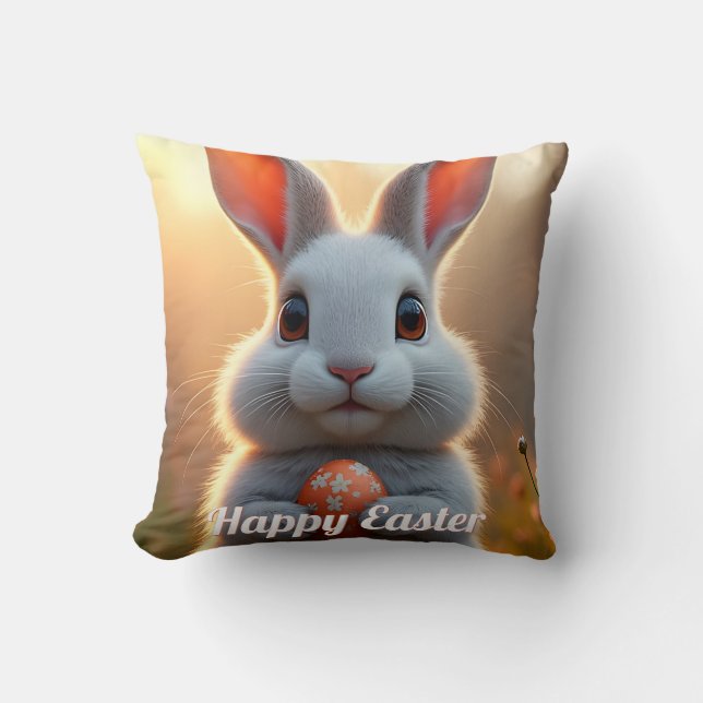 Happy Easter Bunny in the Magic of Spring Cushion (Front)