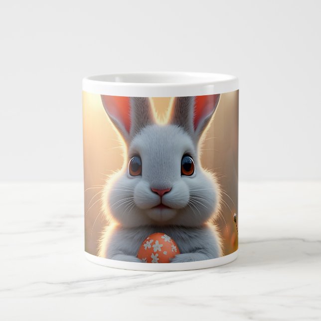 Happy Easter Bunny in the Magic of Spring Large Coffee Mug (Front)