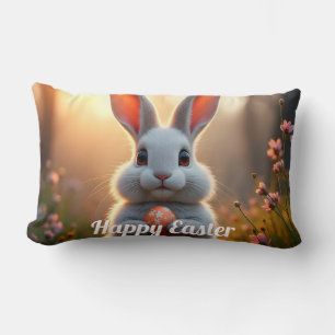 Happy Easter Bunny in the Magic of Spring Lumbar Cushion