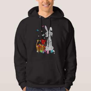 Happy Easter Bunny Llama Bringing Easter Egg Baske Hoodie