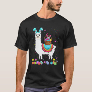 Happy Easter Bunny Llama Bringing Easter Egg Baske T-Shirt