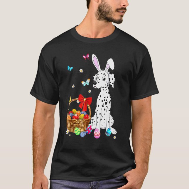 Happy Easter Bunny Llama Bringing Easter Egg Baske T-Shirt (Front)
