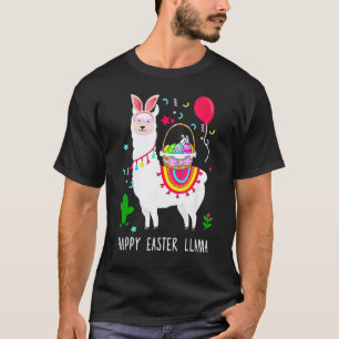 Happy Easter Bunny Llama Bringing Easter Egg Baske T-Shirt