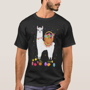 Happy Easter Bunny Llama Bringing Easter Egg Baske T-Shirt