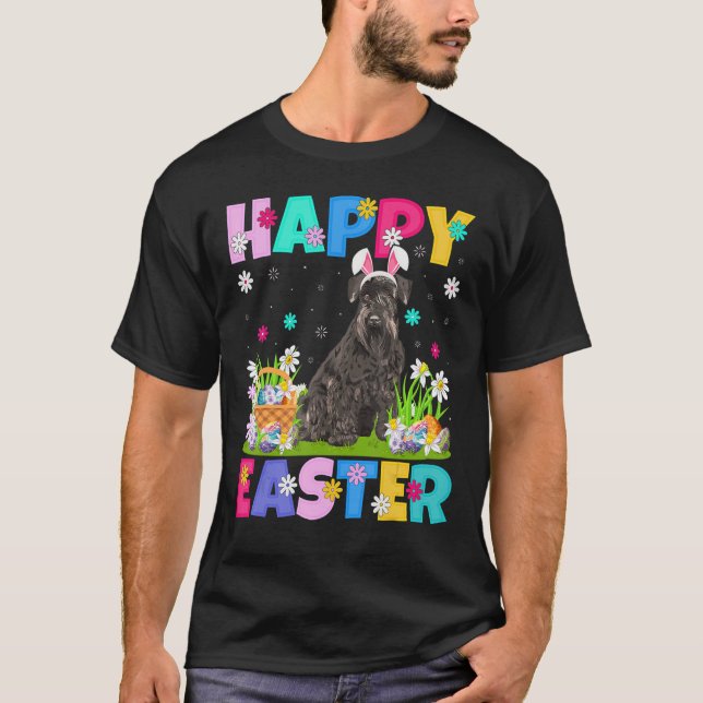 Happy Easter Bunny Miniature Schnauzer Dog Easter  T-Shirt (Front)