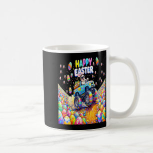 Happy easter bunny monster truck eggs boys men coffee mug