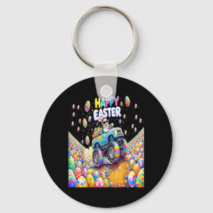 Happy Easter Bunny Monster Truck Eggs Boys Men Key Ring