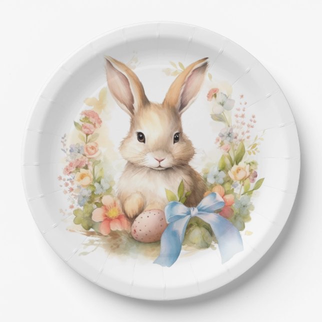 Happy Easter Bunny Paper Plate (Front)