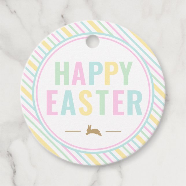 Happy Easter Bunny Pastel Favour Tags (Front)