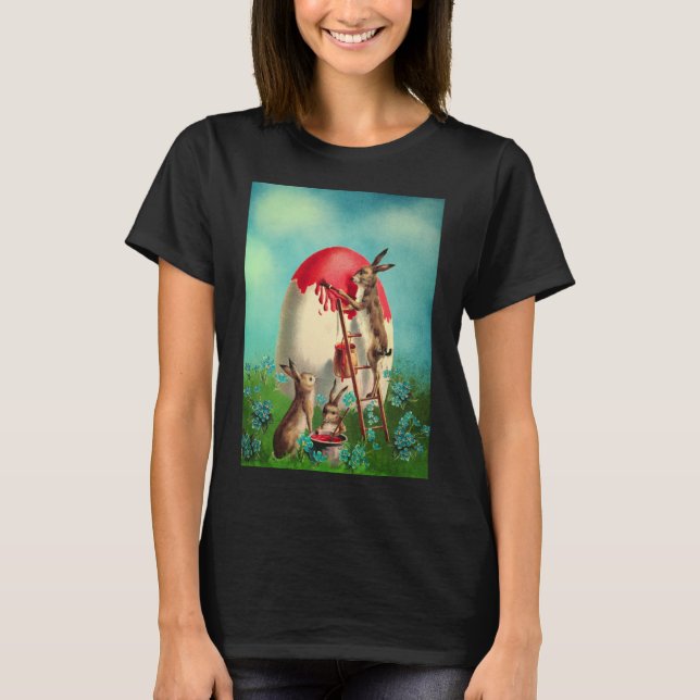 Happy Easter Bunny Pastel Spring Eggs Rabbits Pain T-Shirt (Front)
