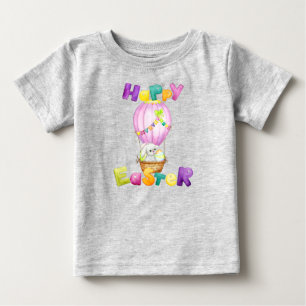 Happy Easter Bunny Pastel Watercolor Balloon  Baby T-Shirt