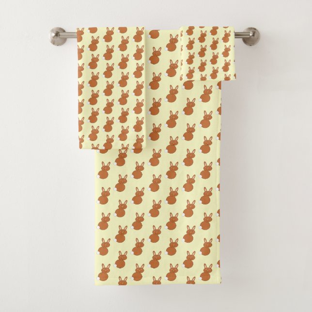 Happy Easter Bunny Patterned Towels (Insitu)