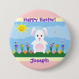 Happy Easter Bunny Personalised 7.5 Cm Round Badge
