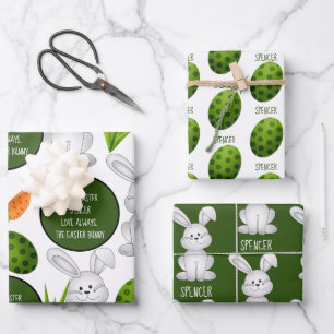 Happy Easter Bunny Personalised Wrapping Paper Sheet