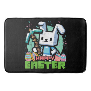 Happy Easter Bunny Pixel Game  Bath Mat