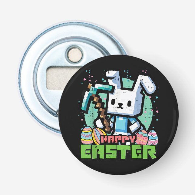 Happy Easter Bunny Pixel Game  Bottle Opener (Front)