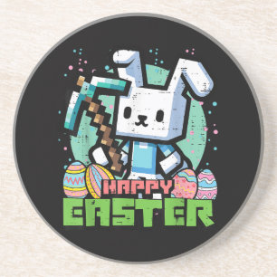Happy Easter Bunny Pixel Game  Coaster