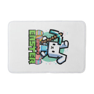 Happy Easter Bunny Pixel Game Gaming Gamer Boys Ki Bath Mat