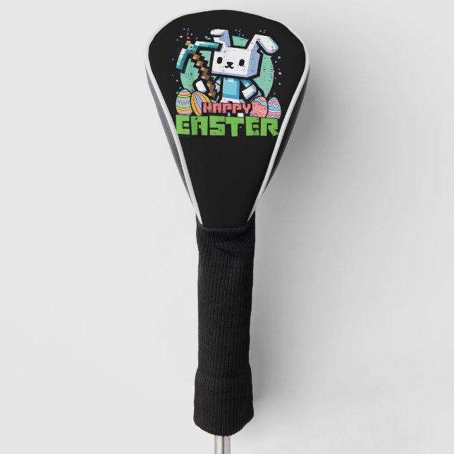 Happy Easter Bunny Pixel Game  Golf Head Cover (Front)